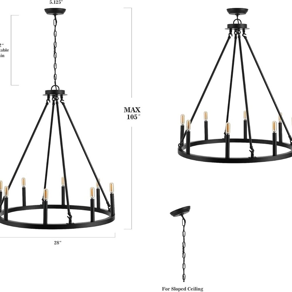 JONATHAN Y Oberto Ring Rustic Farmhouse LED Chandelier - oil rubbed bronze - Picture 3 of 5